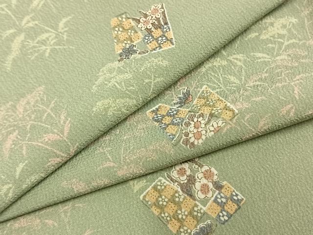 平和屋着物▽小紋 単衣 草花文 洗える着物 AAAZ9464fy