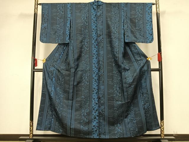 平和屋着物▽小紋 単衣 草花間道 洗える着物 未使用 AAAZ9469fy