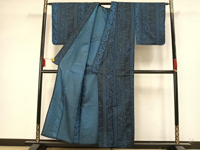 平和屋着物▽小紋 単衣 草花間道 洗える着物 未使用 AAAZ9469fy