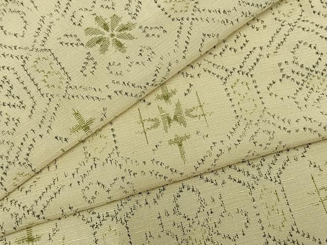 平和屋着物▽上質な紬 単衣 幾何学花文 正絹 逸品 AAAZ9480fy
