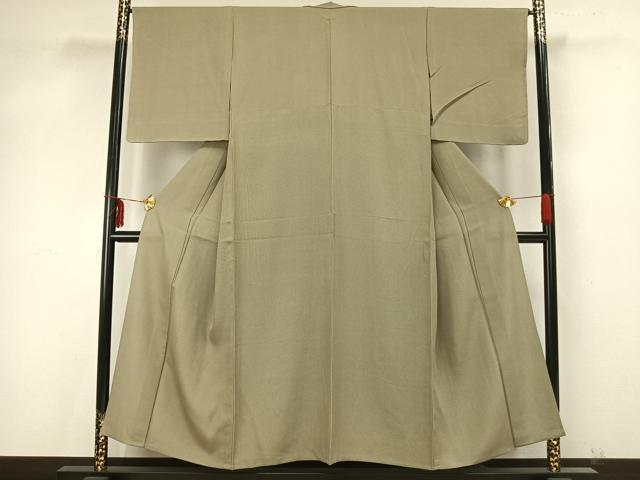 平和屋着物▽江戸小紋 単衣 万筋 茶色×灰色 やまと誂製 正絹 逸品 未使用 AAAZ9481fy