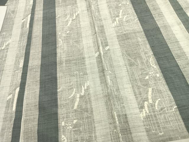 平和屋着物▽上質な紬 単衣 間道 正絹 逸品 AAAZ9495fy