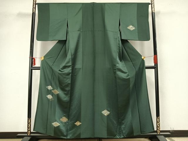 平和屋着物▽訪問着 単衣 駒刺繍 菱花文 金糸 金銀彩 正絹 逸品 AAAZ9506fy