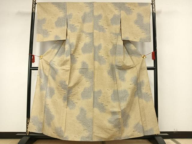 平和屋着物▽上質な紬 単衣 こぼれ松葉 正絹 逸品 AAAZ9515fy