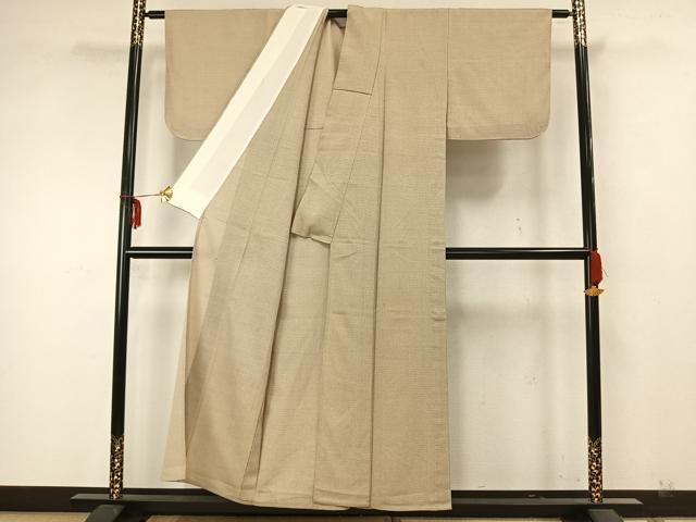 平和屋着物▽白鷹お召 単衣 蚊絣 正絹 逸品 AAAZ9526fy