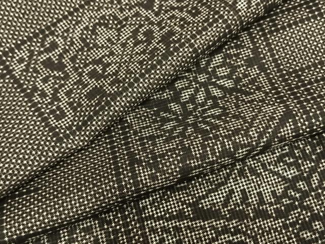 平和屋着物▽本場大島紬 単衣 7マルキ 色紙風景花文 正絹 逸品 AAAZ9530fy
