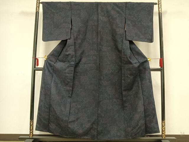 平和屋着物▽上質な紬 単衣 草花文 正絹 逸品 AAAZ9534fy