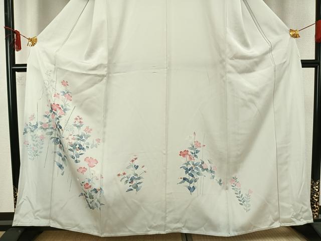 平和屋着物▽訪問着 単衣 草花文 正絹 逸品 AAAZ9553fy