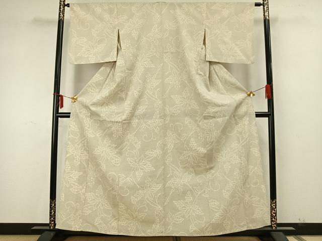 平和屋着物▽本塩沢 単衣 90亀甲 唐草花文 正絹 逸品 AAAZ9556fy