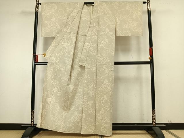 平和屋着物▽本塩沢 単衣 90亀甲 唐草花文 正絹 逸品 AAAZ9556fy