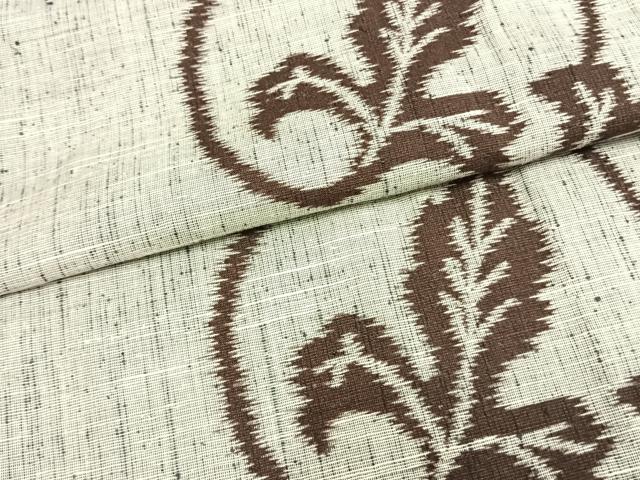 平和屋着物▽上質な紬 単衣 唐草文 正絹 逸品 AAAZ9561fy