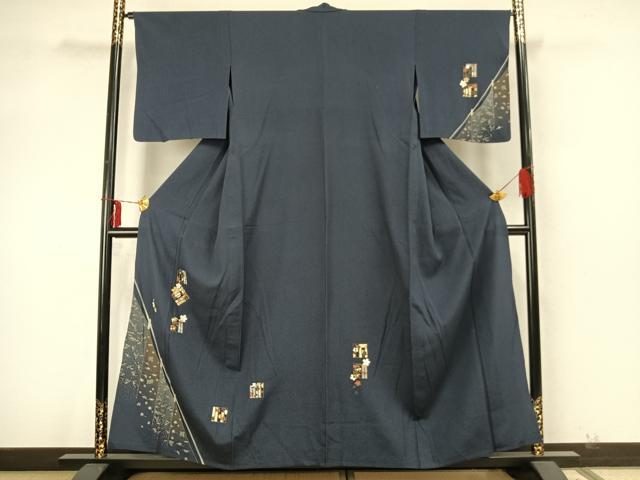 平和屋着物▽訪問着 単衣 源氏香花文 金銀彩 正絹 逸品 AAAZ9575fy