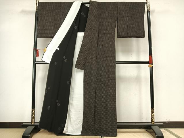 平和屋着物▽上質な小紋 単衣 七宝文 正絹 逸品 AAAZ9576fy