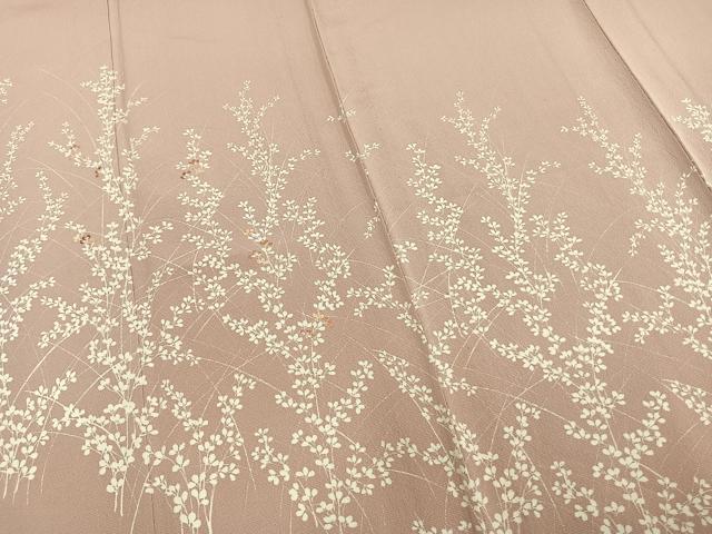 平和屋着物▽訪問着 単衣 刺繍 草葉文 正絹 逸品 AAAZ9579fy