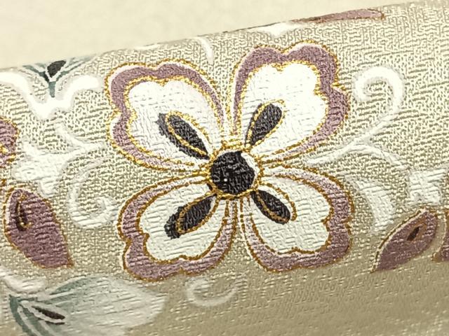 平和屋着物▽上質な小紋 単衣 花唐草文 金彩 正絹 逸品 AAAZ9582fy