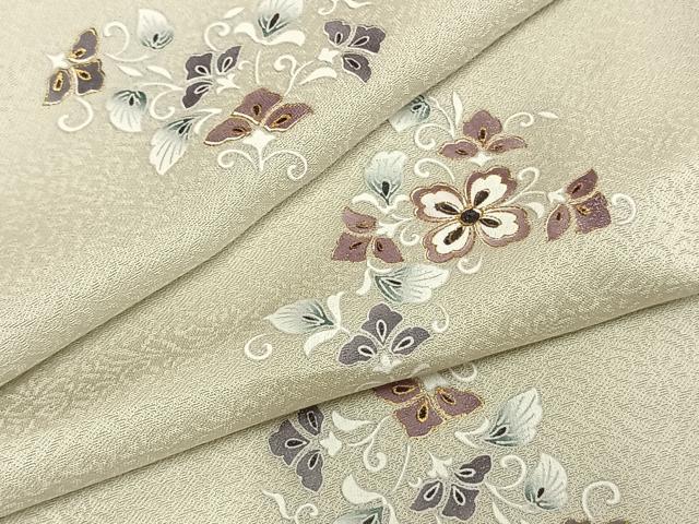 平和屋着物▽上質な小紋 単衣 花唐草文 金彩 正絹 逸品 AAAZ9582fy