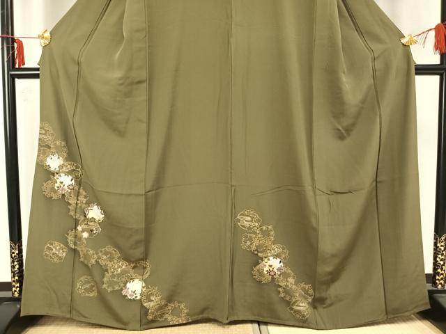 平和屋着物▽訪問着 単衣 刺繍 草花丸文 金銀彩 正絹 逸品 AAAZ9586fy