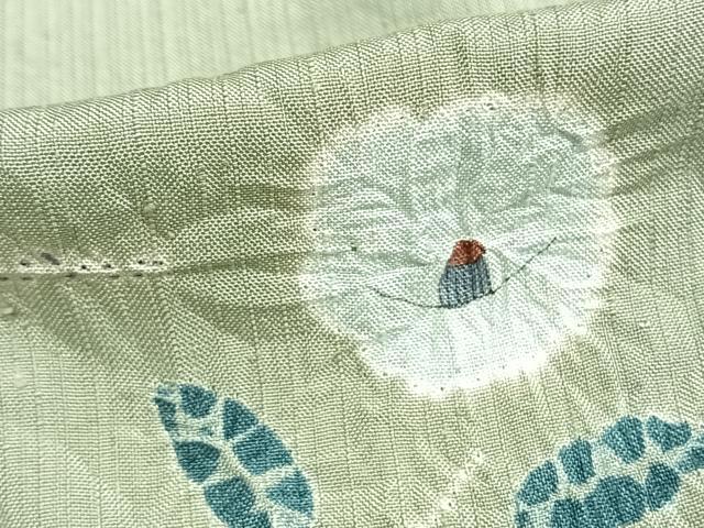 平和屋着物▽上質な紬 単衣 絞り 草花文 正絹 逸品 AAAZ9602fy