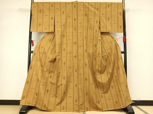 平和屋着物▽上質な紬 単衣 間道 正絹 逸品 未使用 AAAZ9604fy
