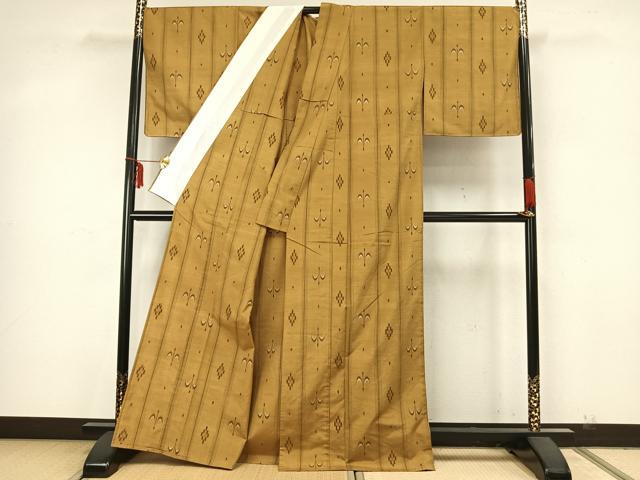 平和屋着物▽上質な紬 単衣 間道 正絹 逸品 未使用 AAAZ9604fy