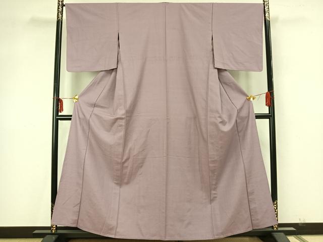 平和屋着物▽上質な紬 単衣 色無地 紅藤色 正絹 逸品 AAAZ9615fy