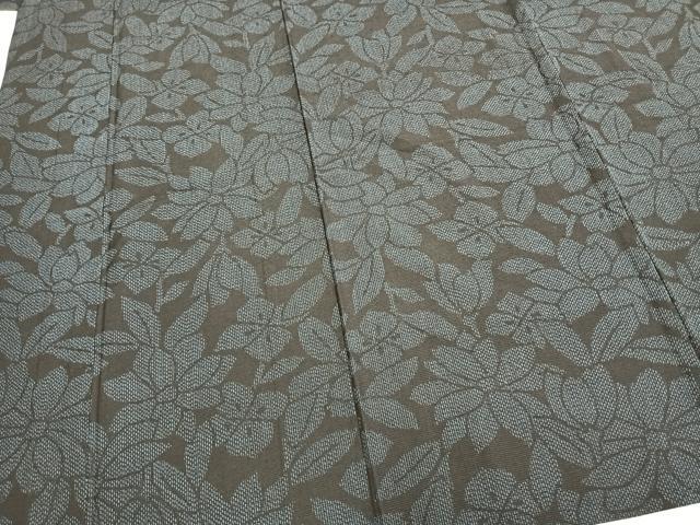 平和屋着物▽結城紬 単衣 草花文 証紙付き 正絹 逸品 AAAZ9617fy
