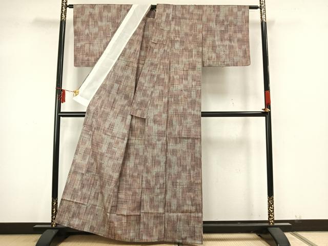 平和屋着物▽上質な紬 単衣 霞文 正絹 逸品 AAAZ9624fy