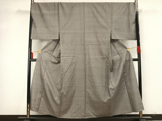 平和屋着物▽男性 紬 単衣 色無地 薄墨色 キングサイズ 正絹 逸品 AAAZ9627fy