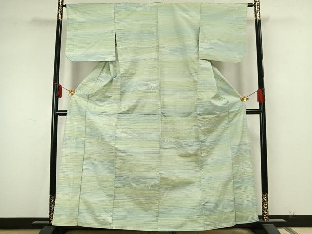 平和屋着物▽上質な紬 単衣 風景樹林文 正絹 逸品 AAAZ9637fy