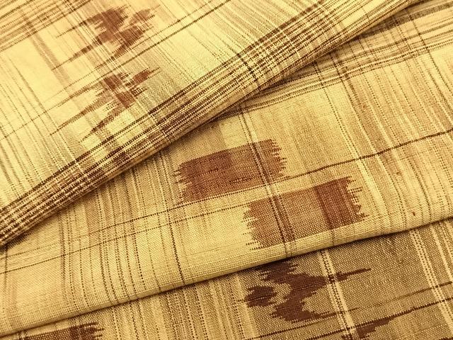 平和屋着物▽上質な紬 単衣 飛鳥文 正絹 逸品 AAAZ9653fy