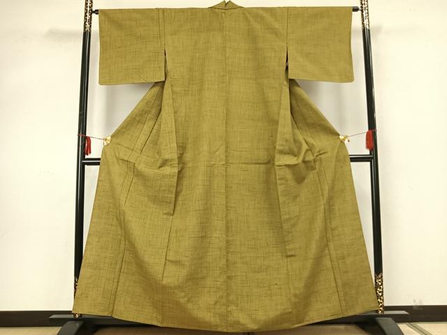平和屋着物▽上質な紬 単衣 格子 正絹 逸品 未使用 AAAZ9658fy
