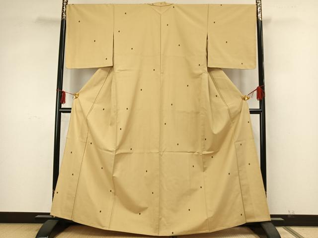 平和屋着物▽上質な紬 単衣 色紙文 正絹 逸品 未使用 AAAZ9659fy