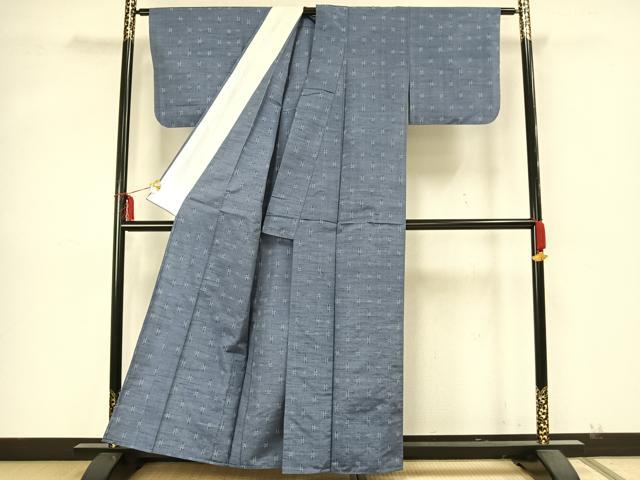 平和屋着物▽上質な紬 単衣 絣柄 正絹 逸品 AAAZ9662fy