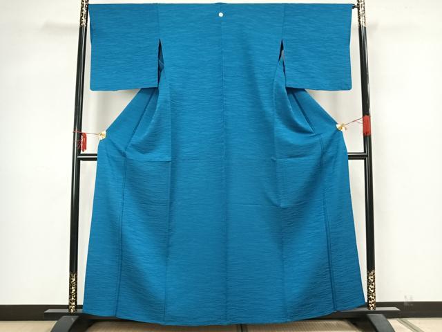 平和屋着物▽上質な色無地 単衣 露芝地紋 花浅葱色 正絹 逸品 AAAZ9672fy