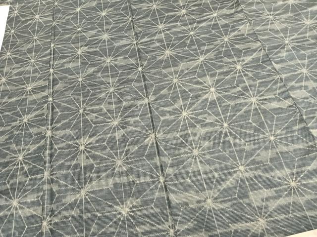平和屋着物▽上質な紬 単衣 麻の葉文様 正絹 逸品 AAAZ9674fy