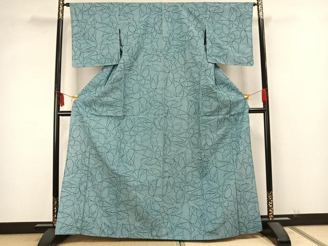 平和屋着物▽本塩沢 単衣 蝶尽くし 正絹 逸品 AAAZ9677fy