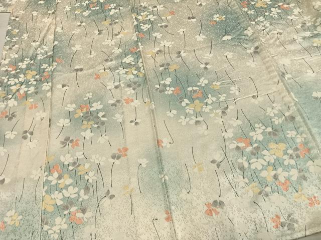 平和屋着物▽上質な小紋 単衣 舞花文 暈し染め 正絹 逸品 AAAZ9680fy