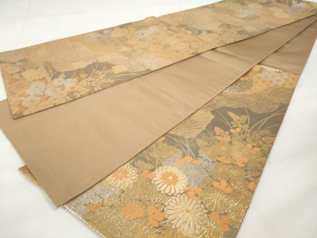 平和屋着物◎六通柄袋帯 吉祥花文 金銀糸 正絹 逸品 AAAZ9871tn