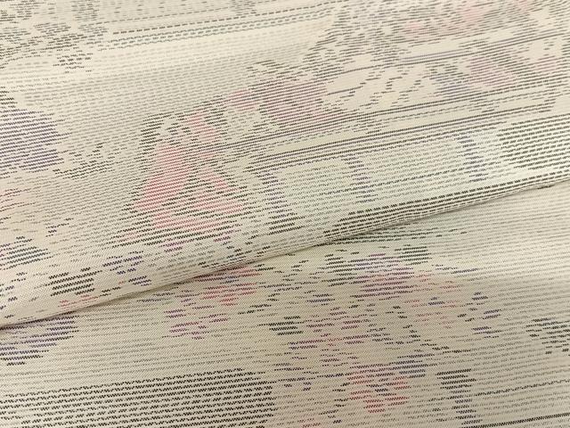 平和屋着物●本場大島紬 人物風景花文 正絹 逸品 未使用 AABA0257zg
