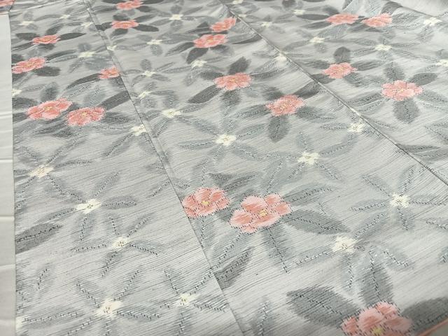 平和屋着物●上質な紬 草花文 正絹 逸品 AABA0276zg