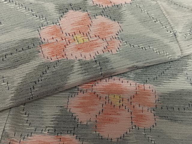 平和屋着物●上質な紬 草花文 正絹 逸品 AABA0276zg