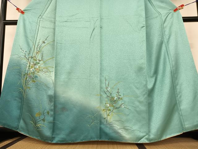 平和屋着物●訪問着 手描き 駒刺繍 光琳菊 暈し染め 金彩 正絹 逸品 未使用 AABA0298zg