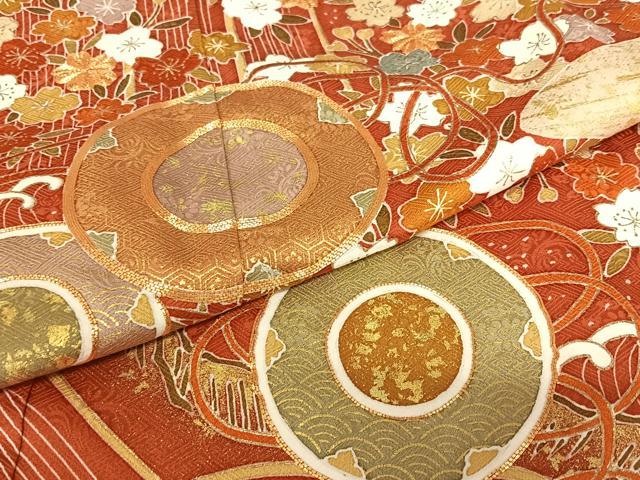 平和屋着物●京友禅白木染匠 二代目 白木周生 駒刺繍 立波花文 金彩 振袖 正絹 逸品 AABA0344zg