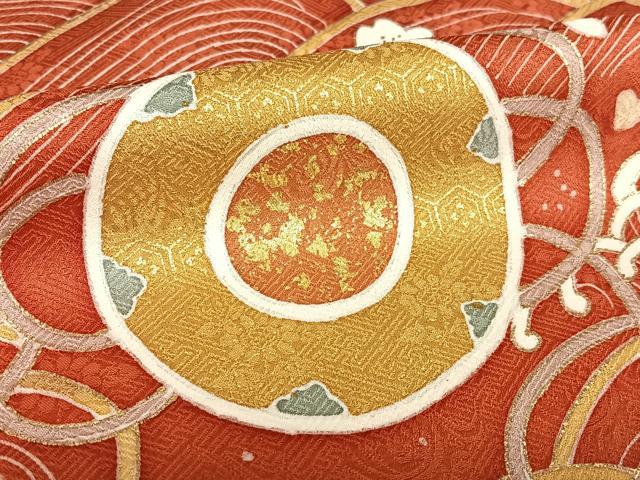 平和屋着物●京友禅白木染匠 二代目 白木周生 駒刺繍 立波花文 金彩 振袖 正絹 逸品 AABA0344zg