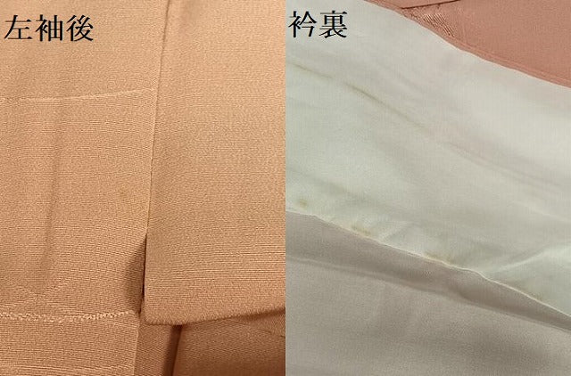 平和屋着物●上質な色無地 風景草花地紋 退紅色 正絹 逸品 AABA0384zg