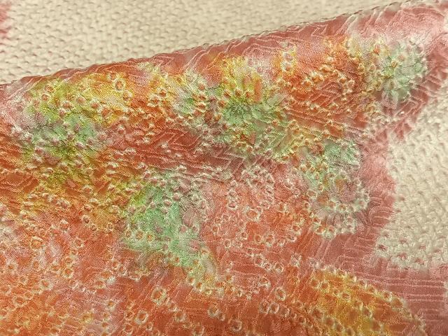平和屋着物●豪華振袖 絞り 檜扇花文 暈し染め 正絹 逸品 AABA0431zg