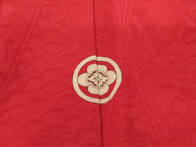 平和屋着物∵女の子 十三参り 子供 祝着 立涌吉祥花地紋 猩々緋色 正絹 逸品 AABA1131ja