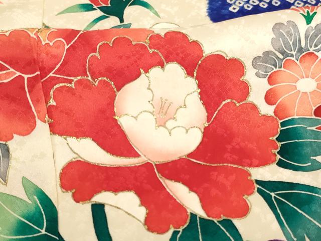 平和屋着物∵女の子 十三参り 子供 祝着 絞り 草花文 金彩 正絹 逸品 AABA1235ja