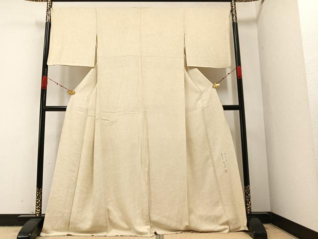 平和屋着物●伝統工芸士 吉田博 小紋 葡萄唐草地紋 浅黄色 暈し染め 正絹 逸品 AABA1250ph