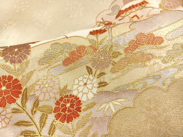 平和屋着物●訪問着 駒刺繍 草花宝尽くし 金彩 正絹 逸品 AABG3451ph